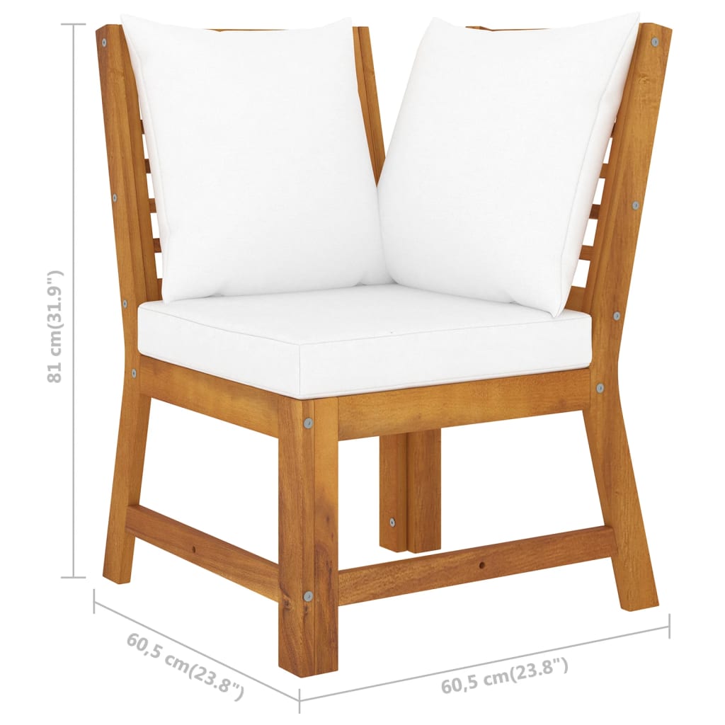 vidaXL 4 Piece Patio Lounge Set with Cushion Cream Solid Acacia Wood