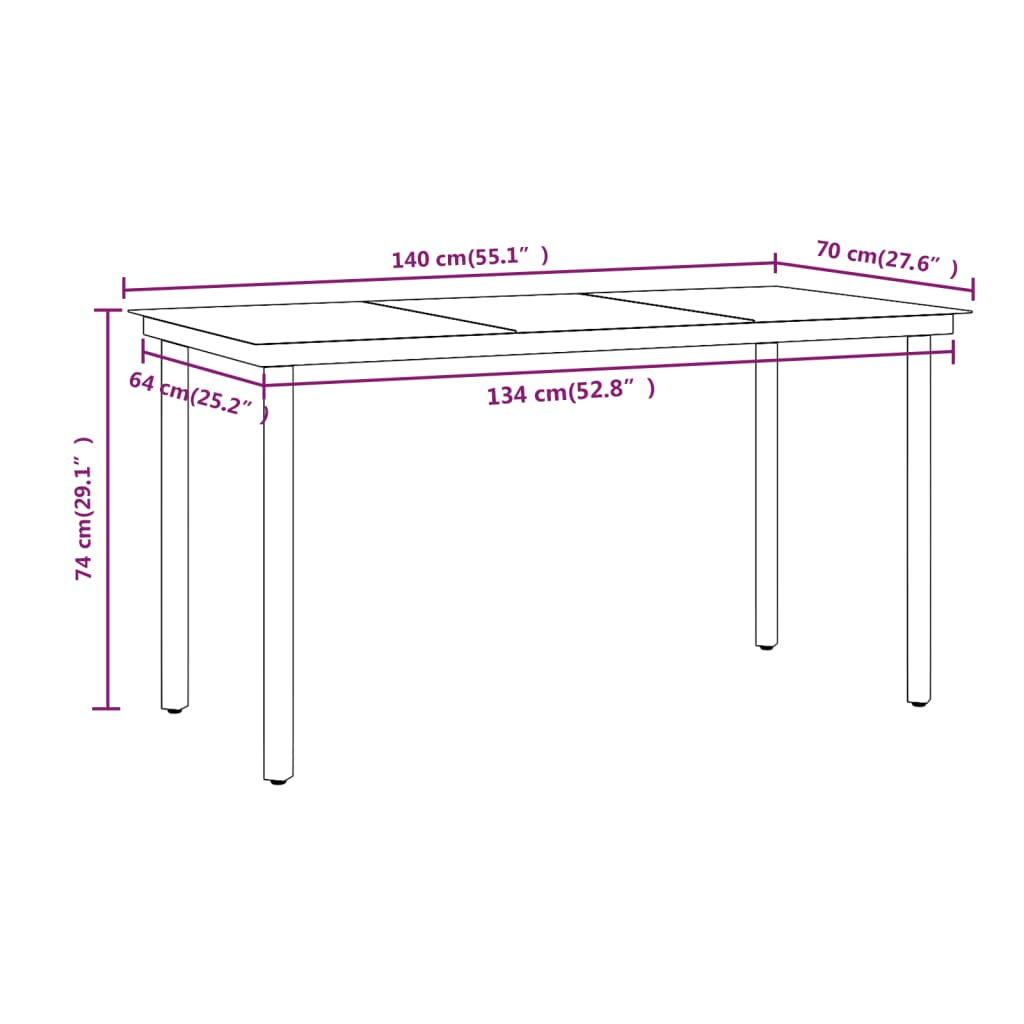 vidaXL 5 Piece Patio Dining Set with Cushions Black