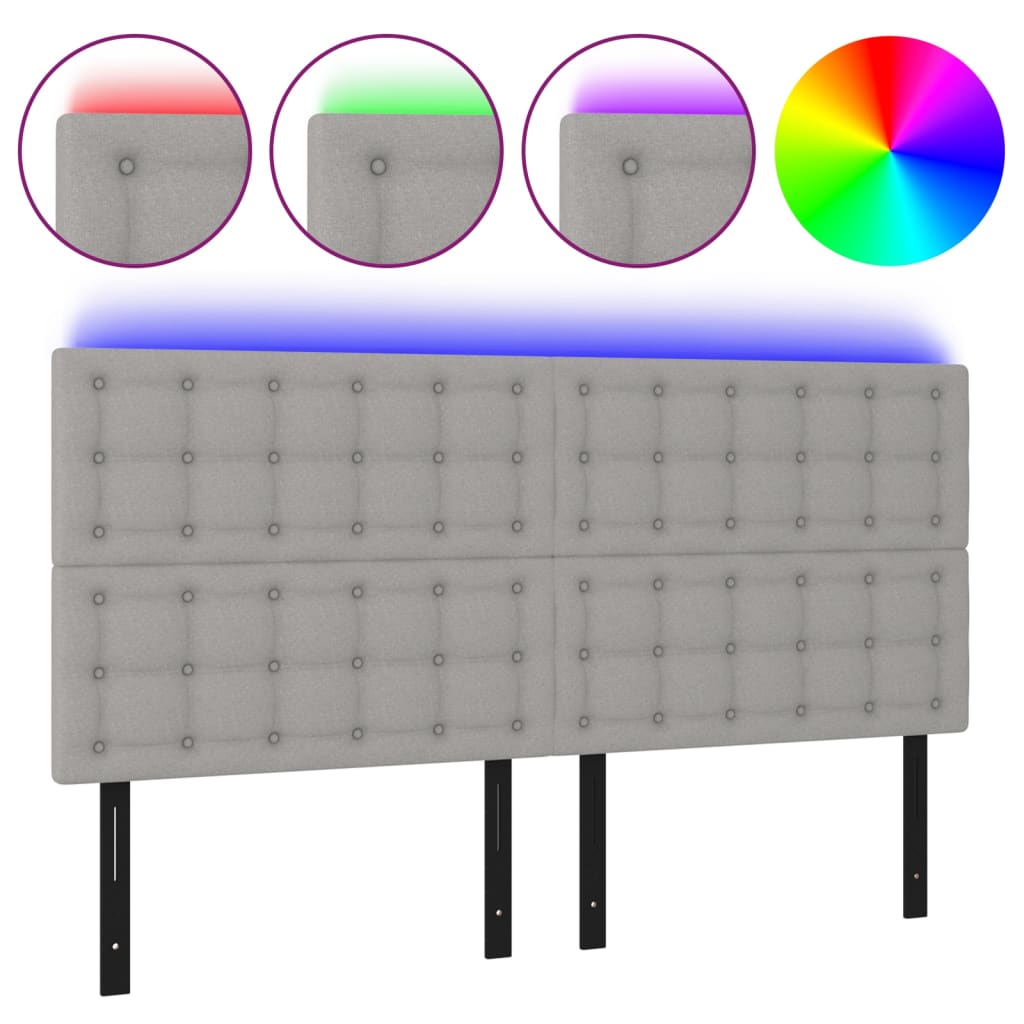 vidaXL LED Headboard Light Gray 63"x2"x46.5"/50.4" Fabric