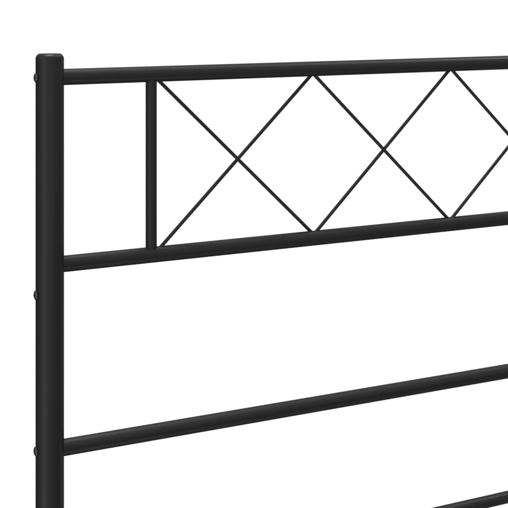 vidaXL Metal Bed Frame without Mattress with Headboard Black 39.4"x74.8"