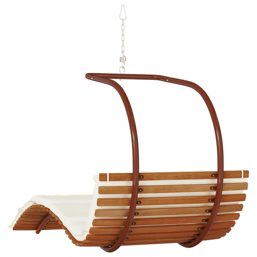 vidaXL Swing Chair with Cushion Fabric and Solid Wood Poplar