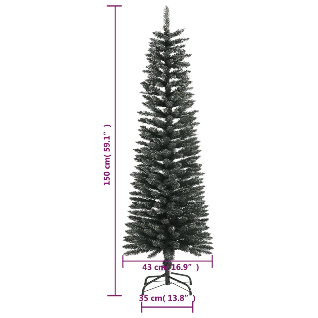 vidaXL Artificial Slim Christmas Tree with Stand Green 5 ft PVC