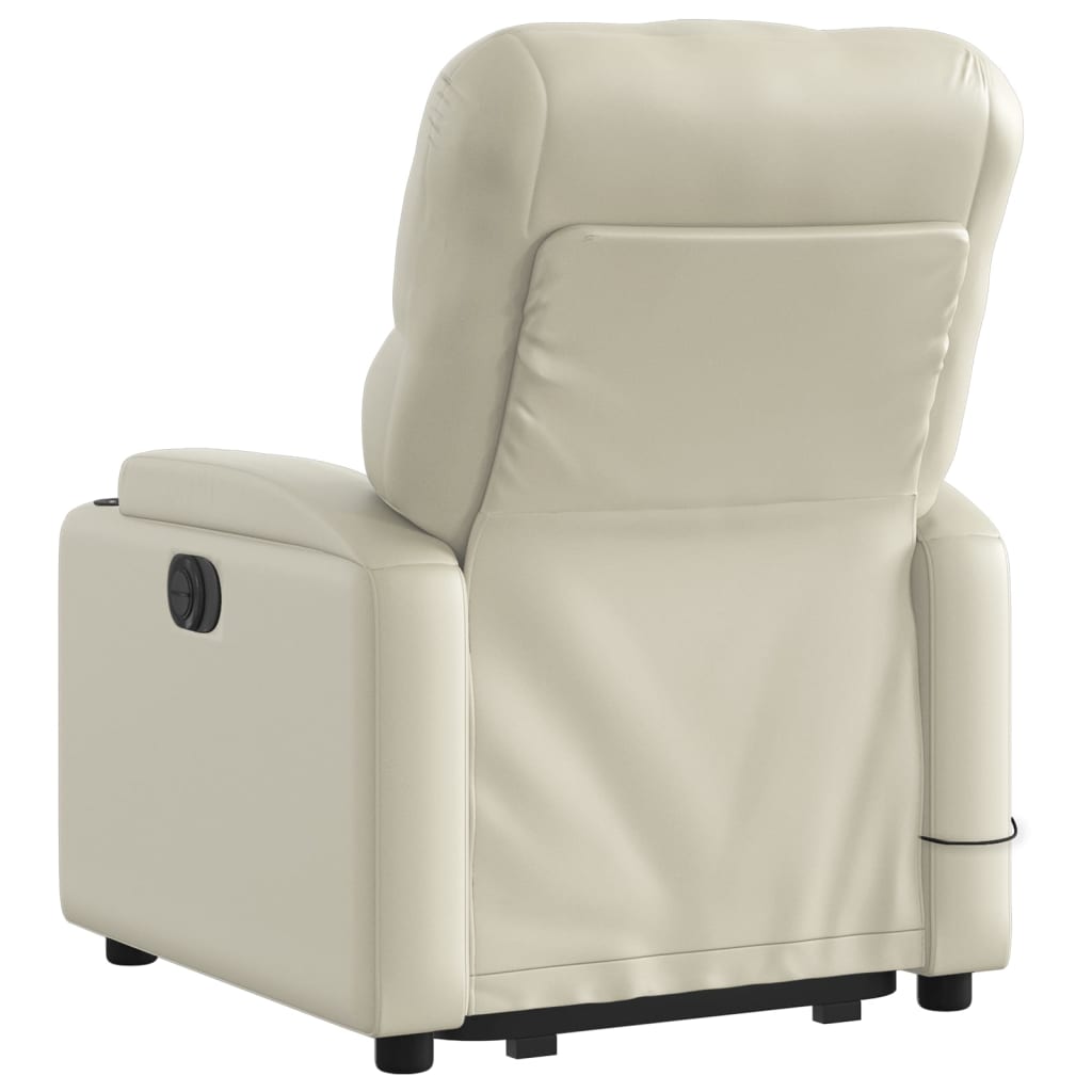 vidaXL Stand up Massage Recliner Chair Cream Faux Leather