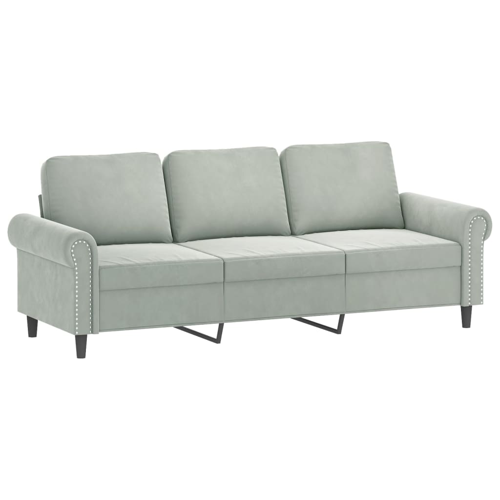 vidaXL 3 Piece Sofa Set with Pillows Light Gray Velvet