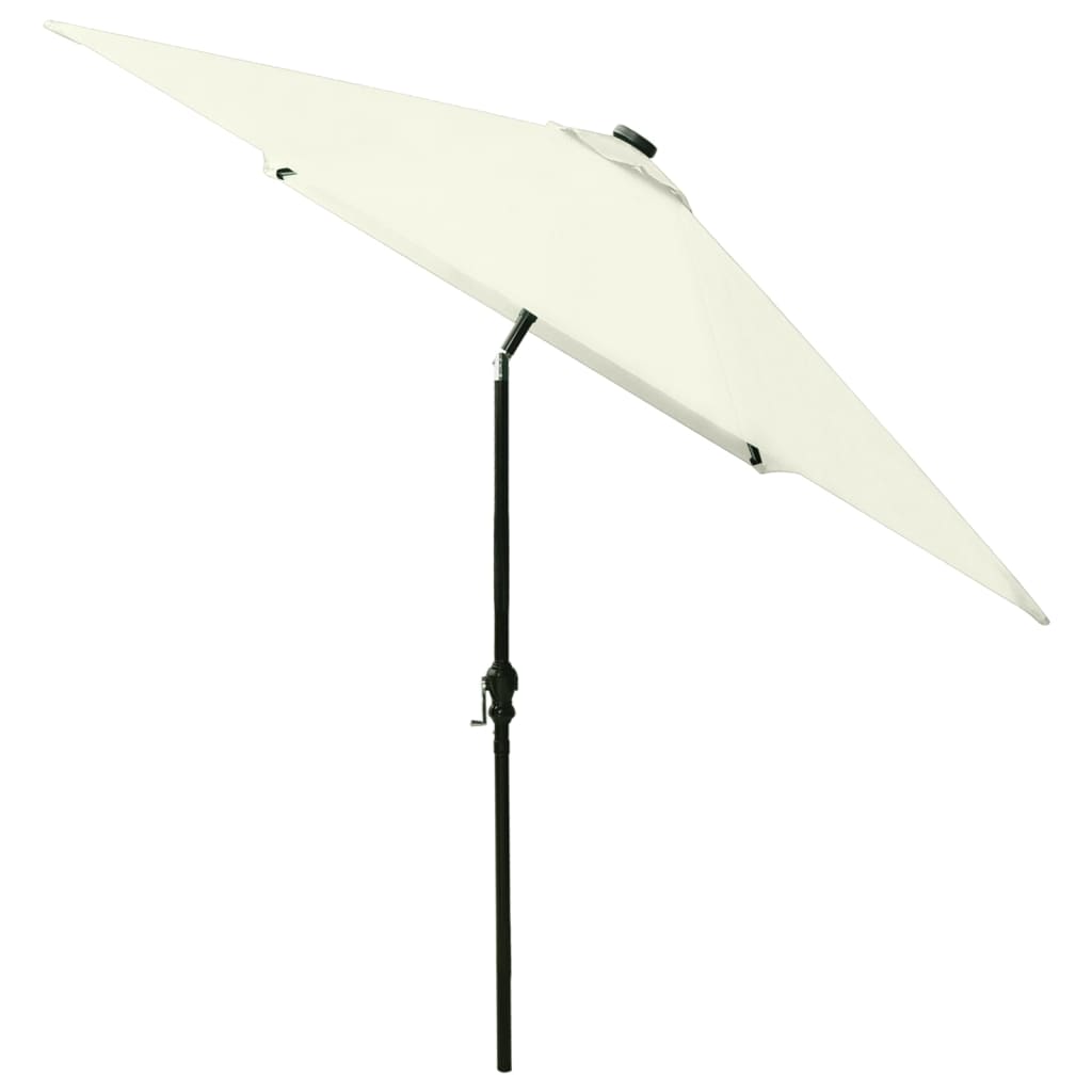 vidaXL Garden Parasol with LEDs and Steel Pole Sand 6.6'x9.8'