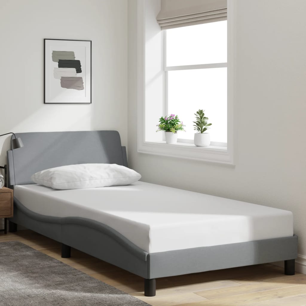 vidaXL Bed Frame without Mattress Light Gray 39.4"x74.8" Fabric