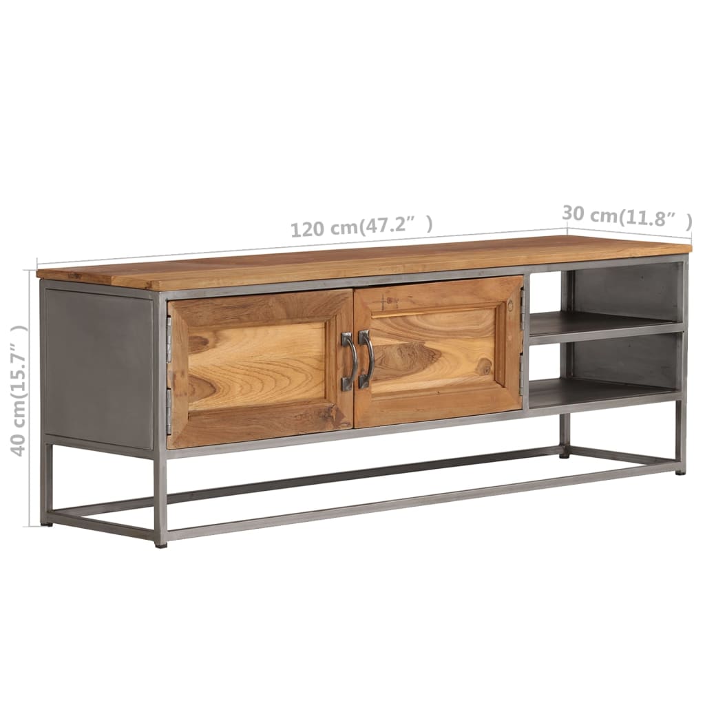 vidaXL TV Stand Recycled Teak and Steel 47.2"x11.8"x15.7"