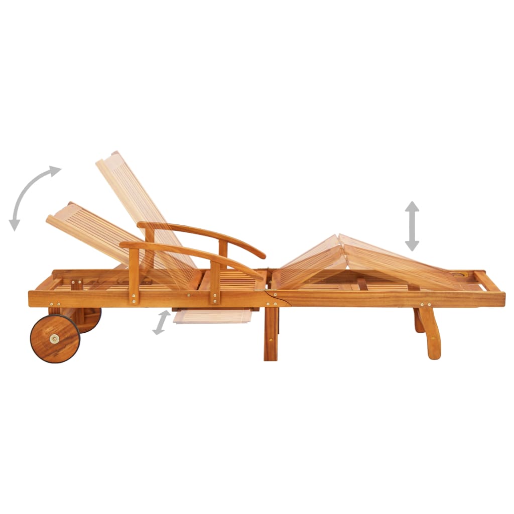 vidaXL Patio Sun Lounger with Cushion Solid Acacia Wood