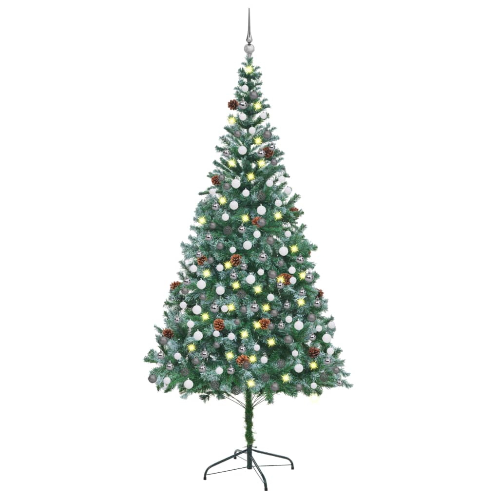 vidaXL Artificial Pre-lit Christmas Tree with Ball Set Pinecones 82.7"