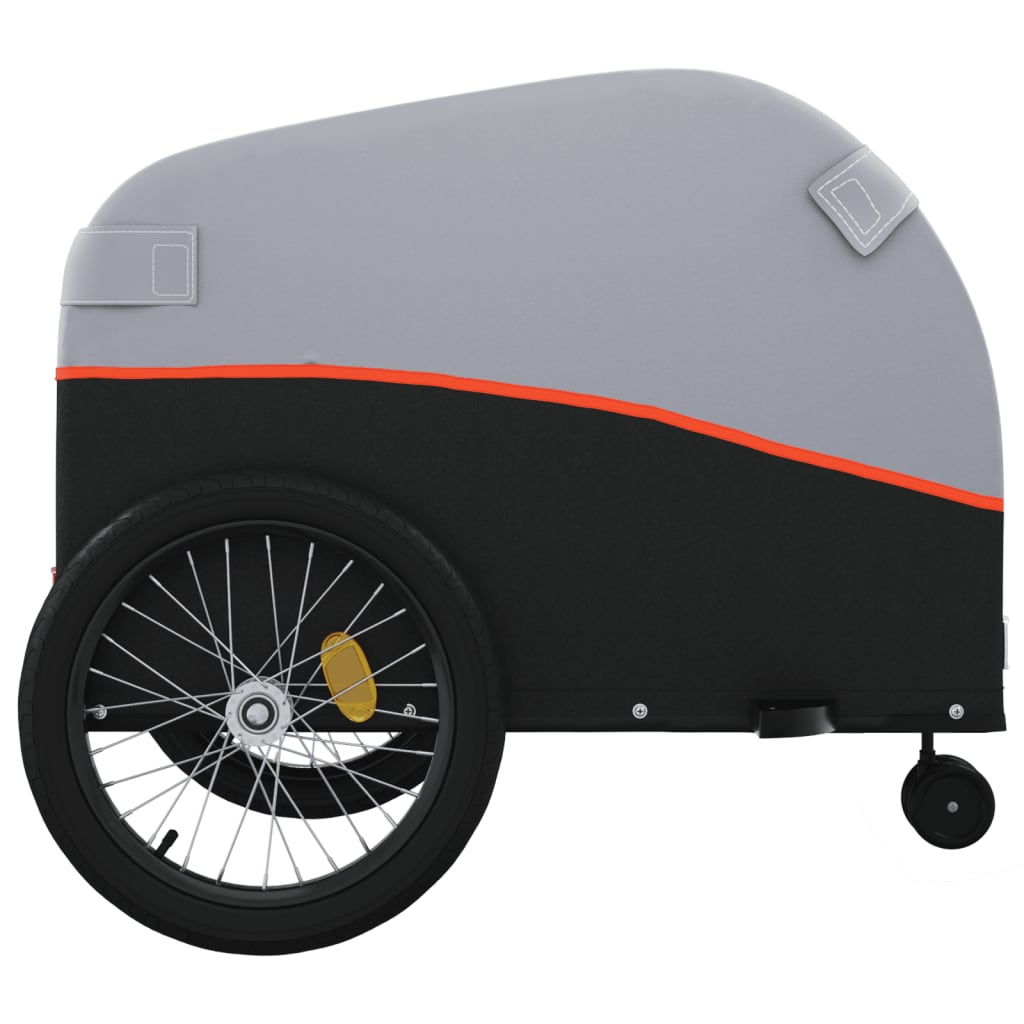 vidaXL Bike Trailer Black and Orange 99.2 lb Iron