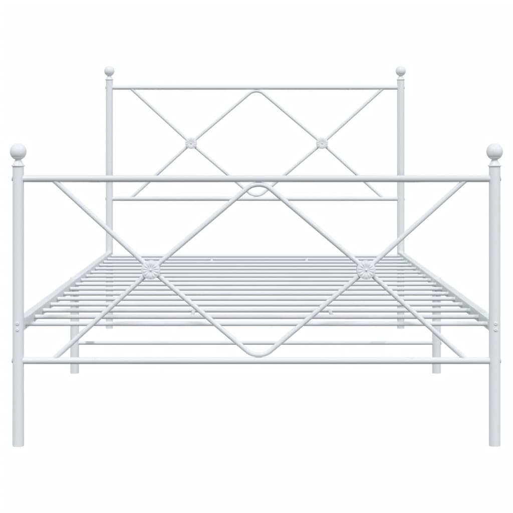 vidaXL Metal Bed Frame without Mattress with Footboard White 39.4"x78.7"