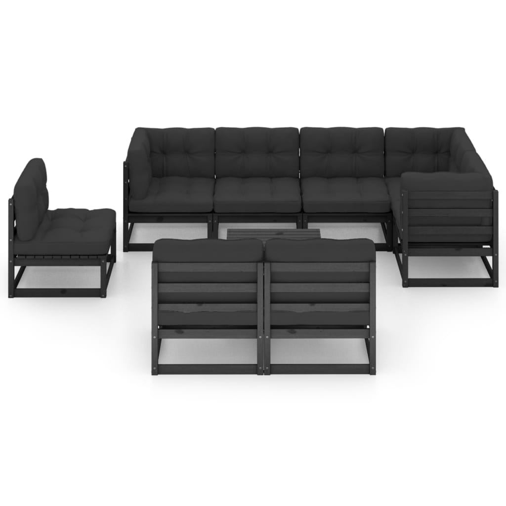 vidaXL 9 Piece Patio Lounge Set with Cushions Solid Pinewood