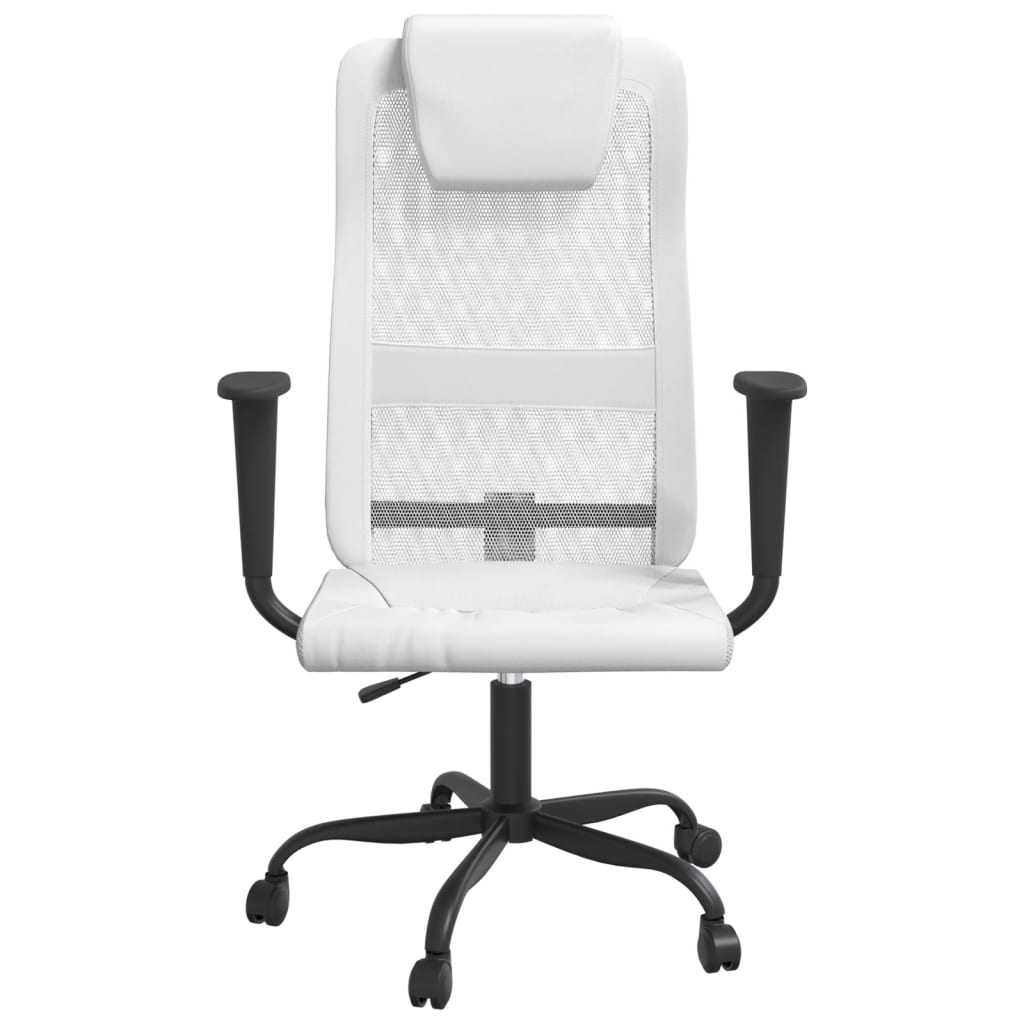 vidaXL Office Chair White Mesh Fabric and Faux Leather