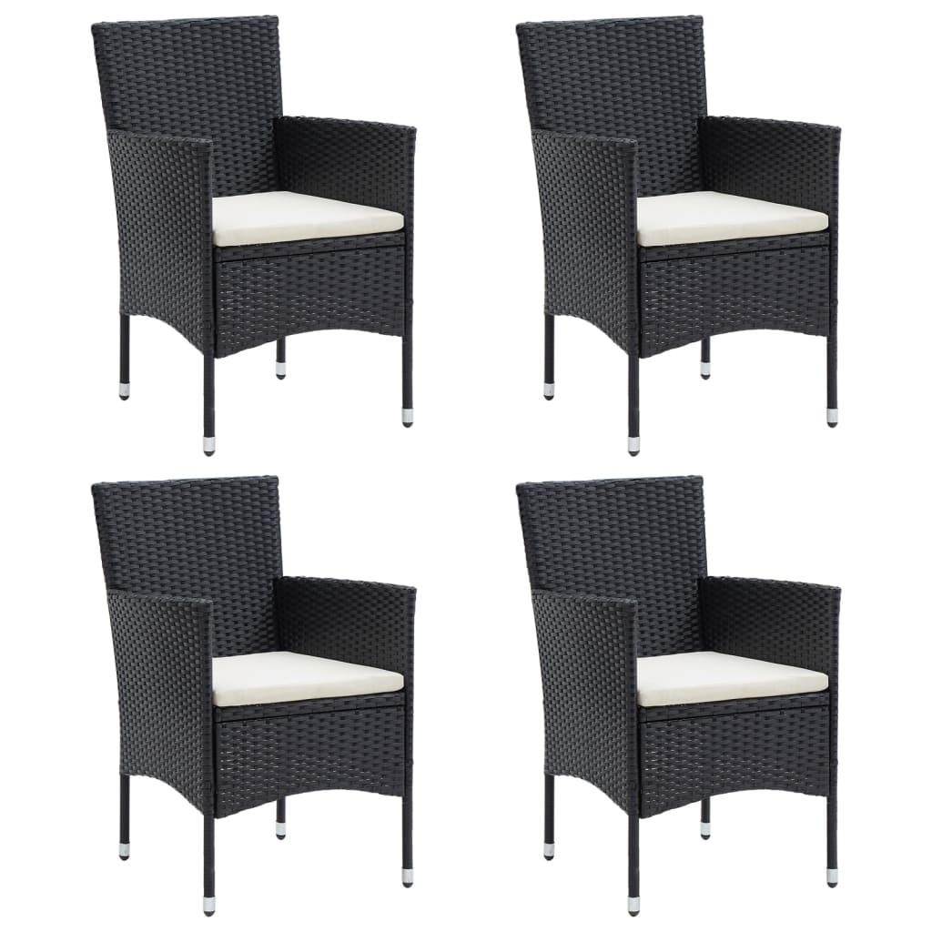 vidaXL 5 Piece Patio Dining Set with Cushions Black