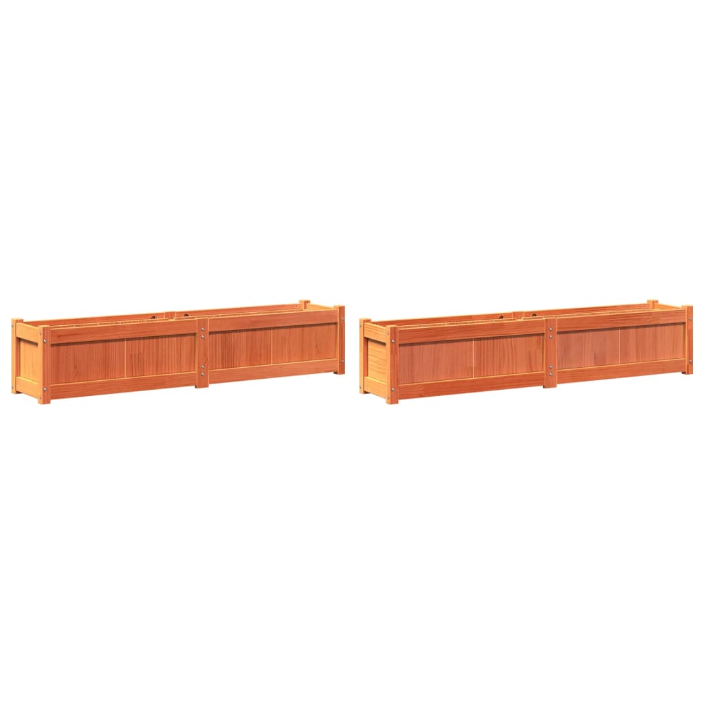 vidaXL Garden Planters 2 pcs Wax Brown Solid Wood Pine