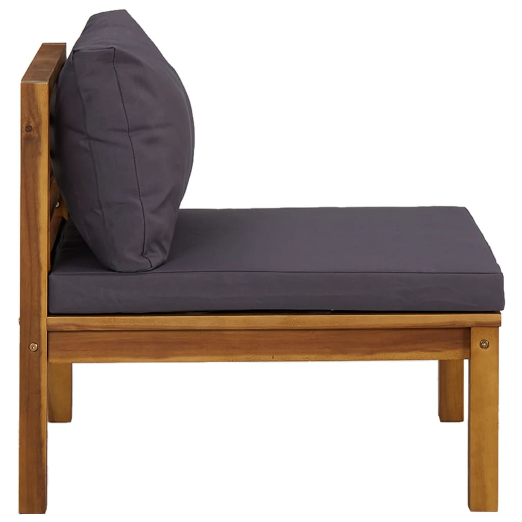 vidaXL 2 Piece Patio Sofa Set with Dark Gray Cushions Acacia Wood