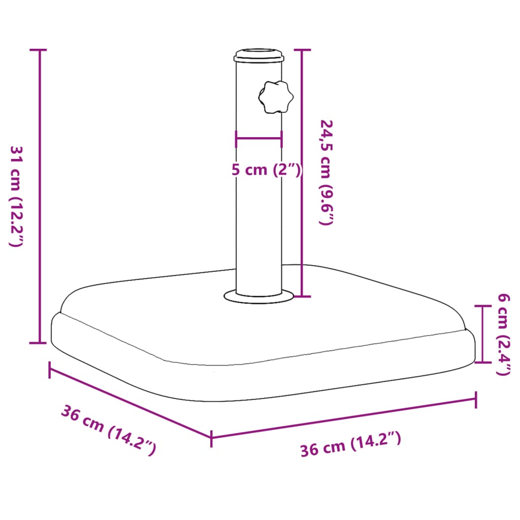 vidaXL Parasol Base for Ø1.3"/1.4"/1.5" Poles 24.3 lb Square