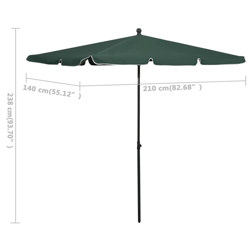 vidaXL Garden Parasol with Pole 82.7"x55.1" Green