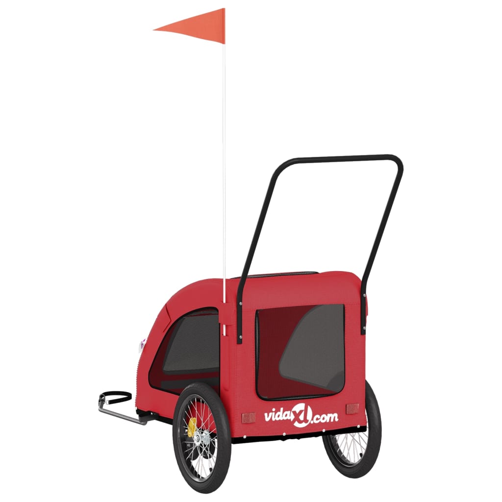 vidaXL Pet Bike Trailer Red Oxford Fabric and Iron