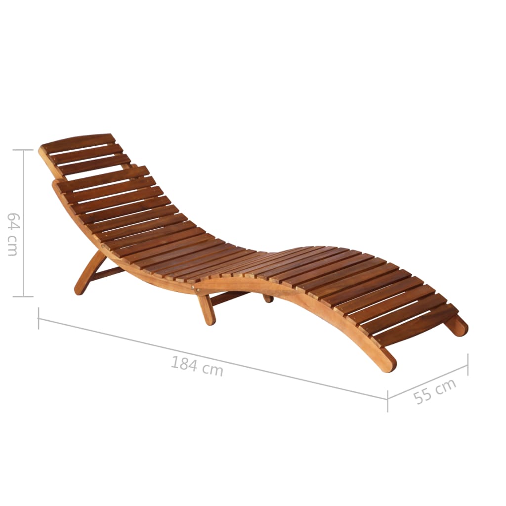 vidaXL Patio Sun Lounger with Table and Cushion Solid Acacia Wood