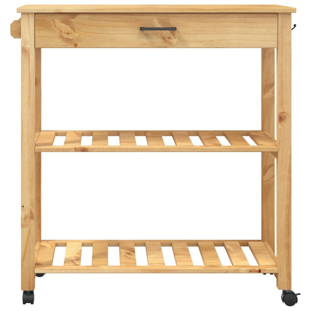 vidaXL Kitchen Trolley MONZA 33.1"x15.7"x35.4" Solid Wood Pine