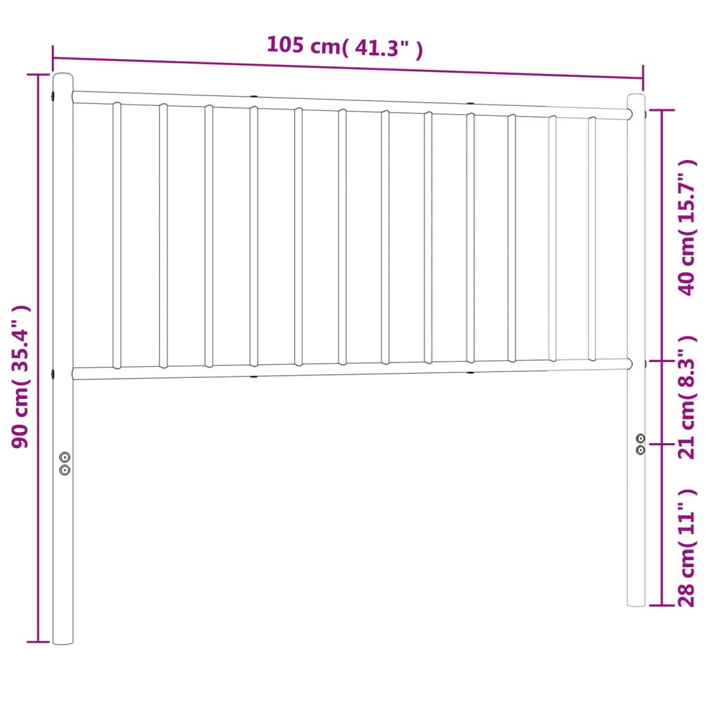 vidaXL Metal Headboard White 39.4"