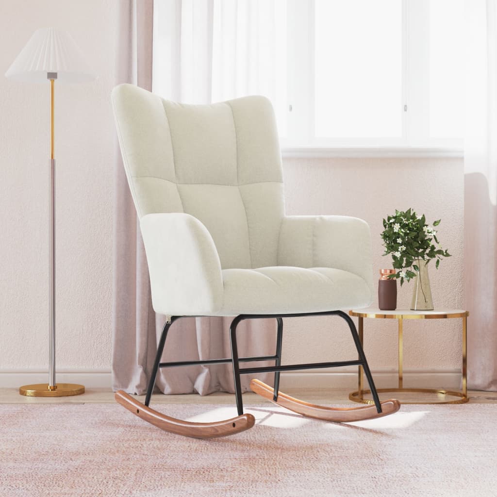 vidaXL Rocking Chair Cream White Velvet