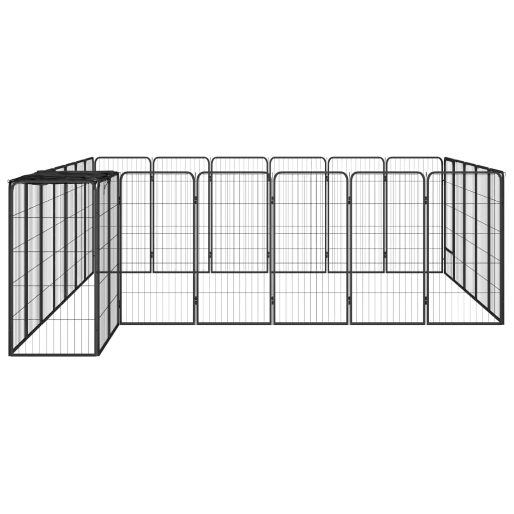 vidaXL 26-Panel Dog Playpen Black 19.7"x39.4" Powder-coated Steel