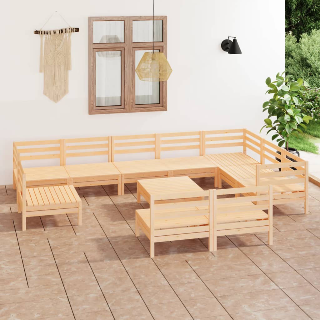 vidaXL 11 Piece Patio Lounge Set Solid Pinewood