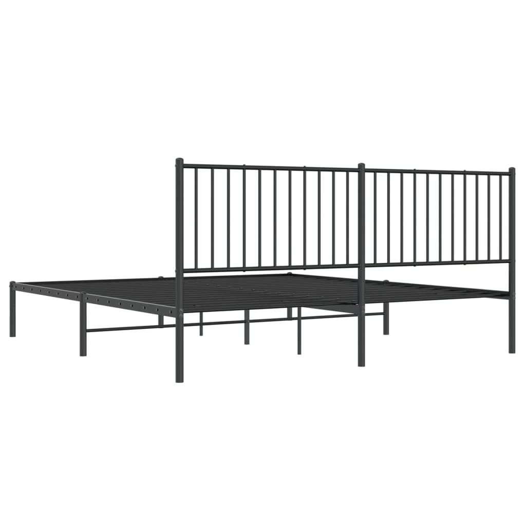 vidaXL Metal Bed Frame without Mattress with Headboard Black 72"x83.9"