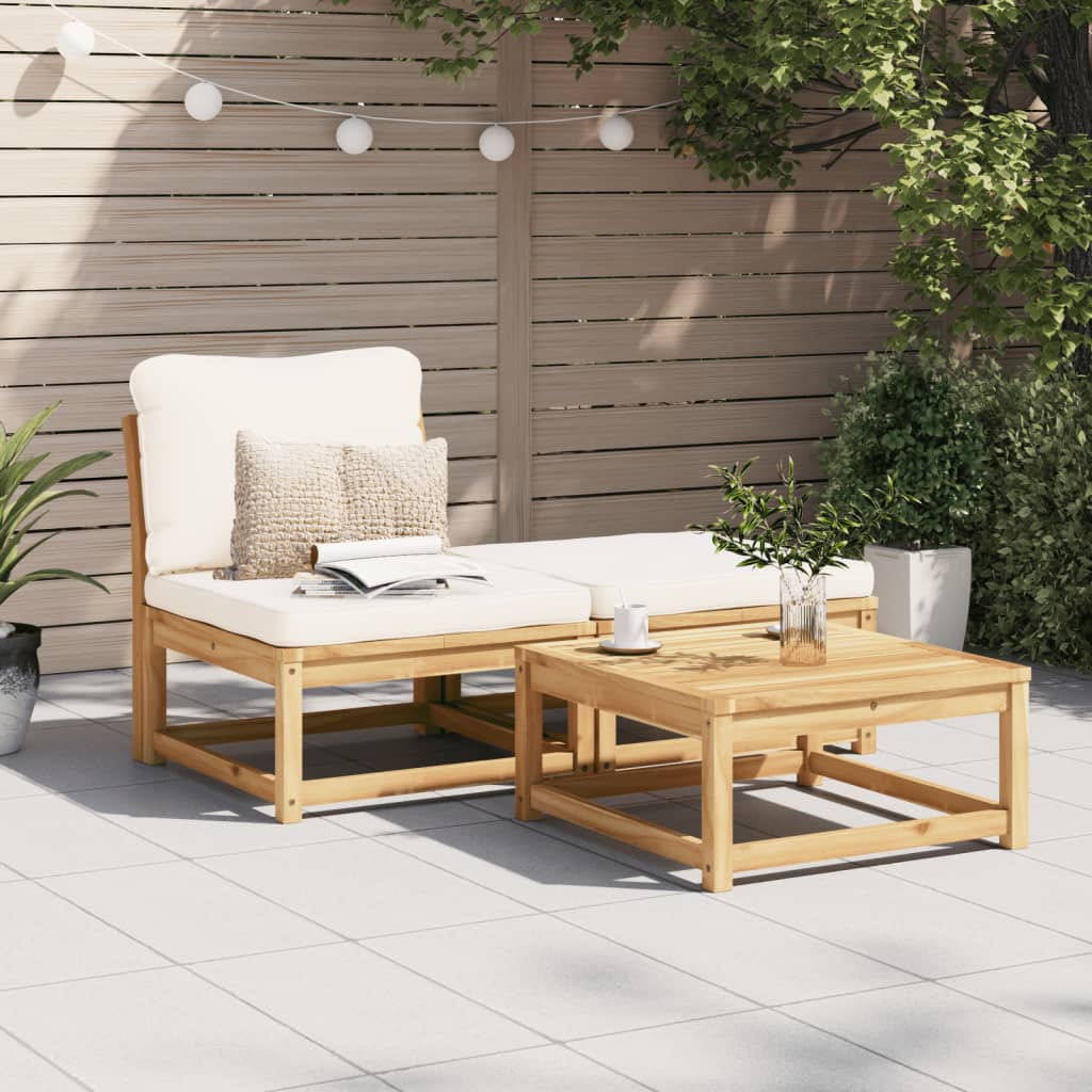 vidaXL 3 Piece Patio Lounge Set with Cushions Solid Wood Acacia