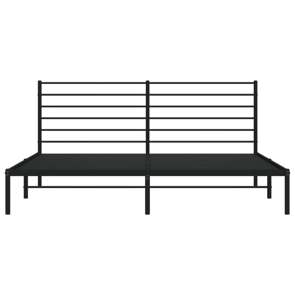 vidaXL Metal Bed Frame without Mattress with Headboard Black 72"x83.9"