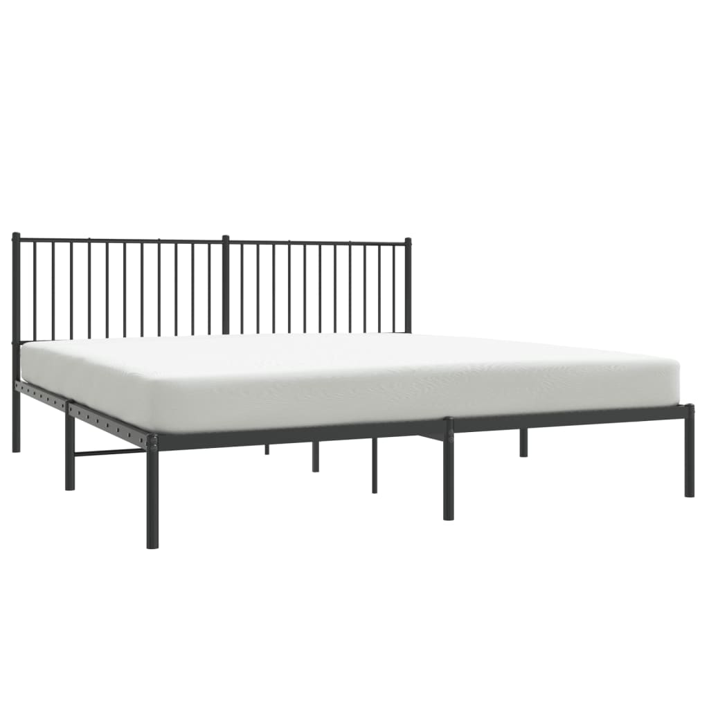 vidaXL Metal Bed Frame without Mattress with Headboard Black 72"x83.9"