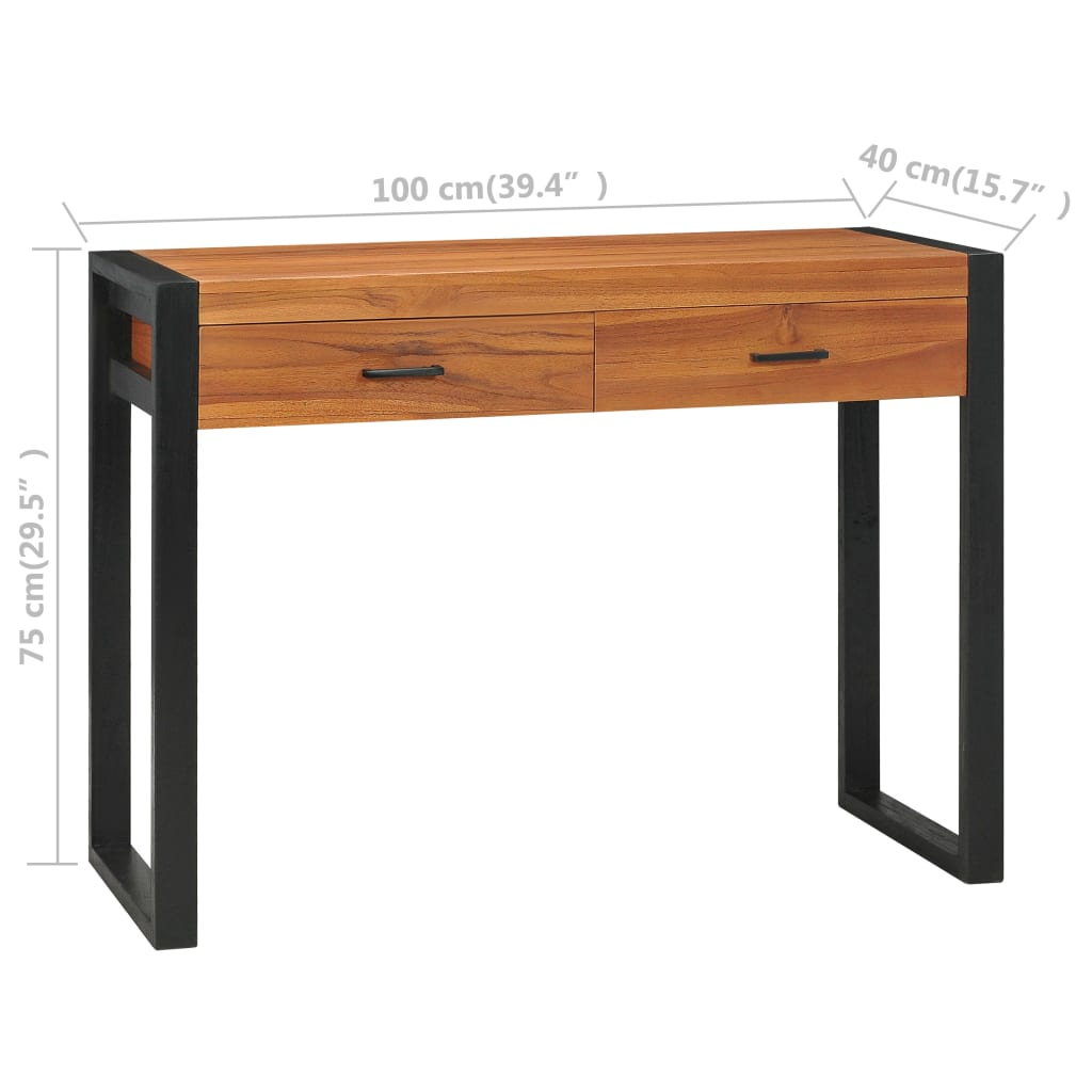 vidaXL Desk with 2 Drawers 39.4"x15.7"x29.5" Teak Wood