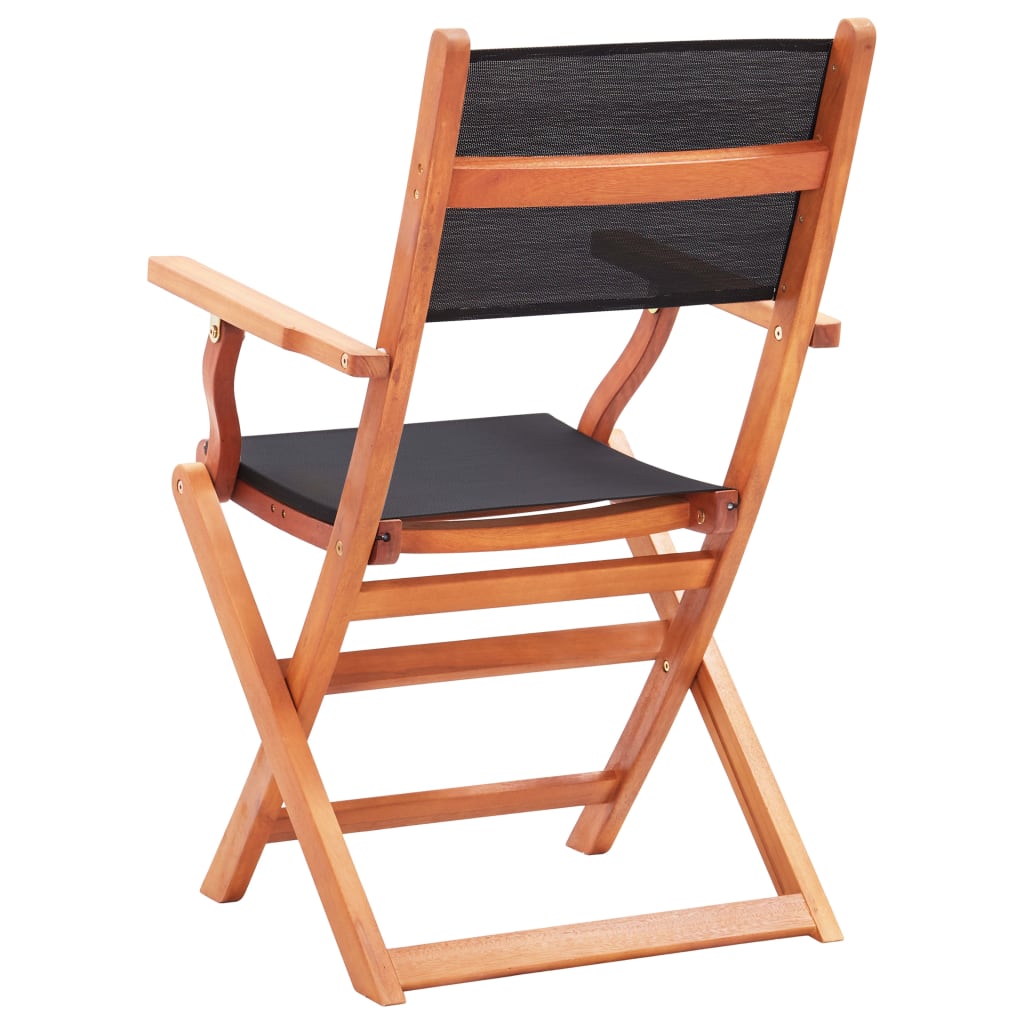 vidaXL Folding Patio Chairs 2 pcs Solid Eucalyptus Wood&Textilene