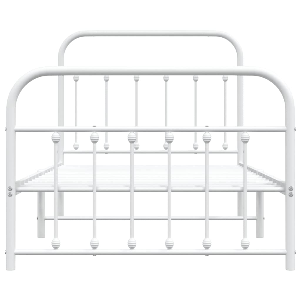 vidaXL Metal Bed Frame without Mattress with Footboard White 39.4"x74.8"