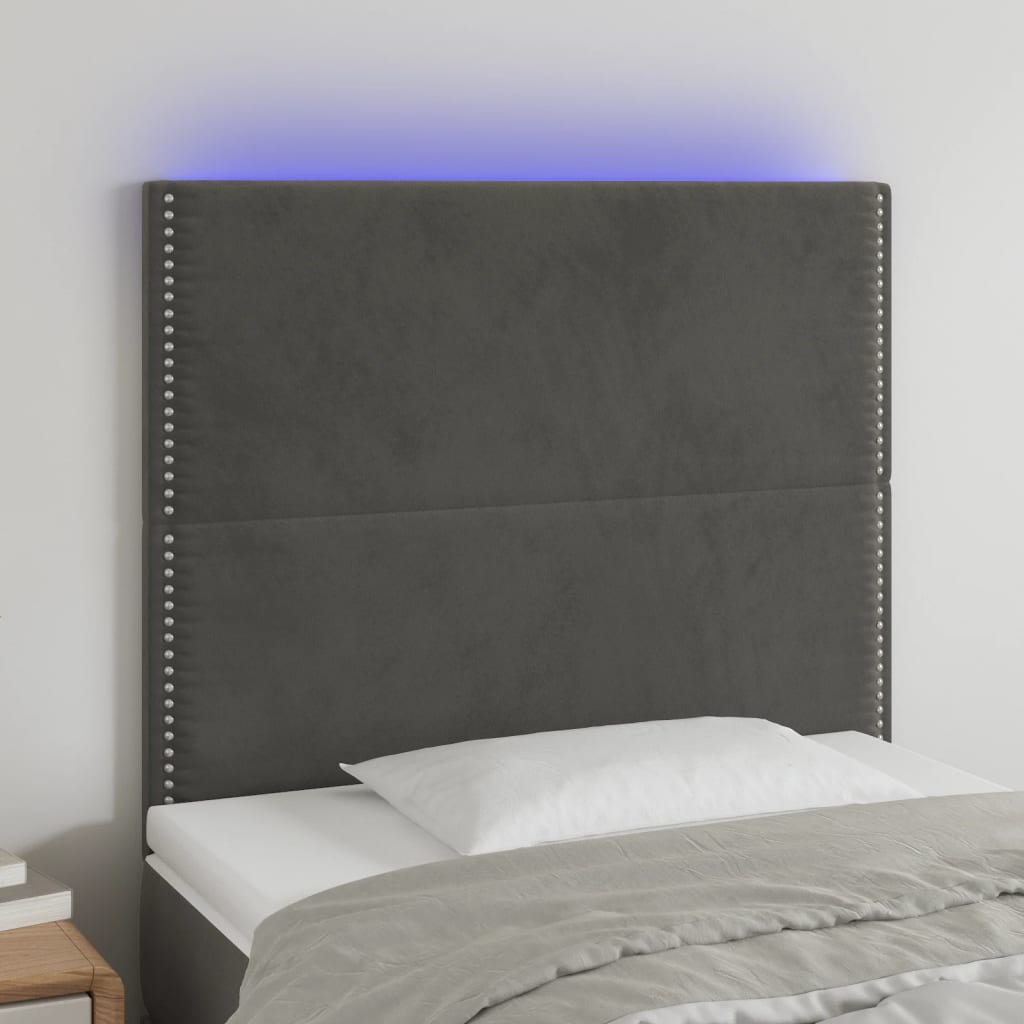 vidaXL LED Headboard Dark Gray 39.4"x2"x46.5"/50.4" Velvet