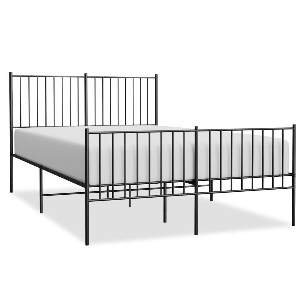 vidaXL Metal Bed Frame without Mattress with Footboard Black 53.1"x74.8"