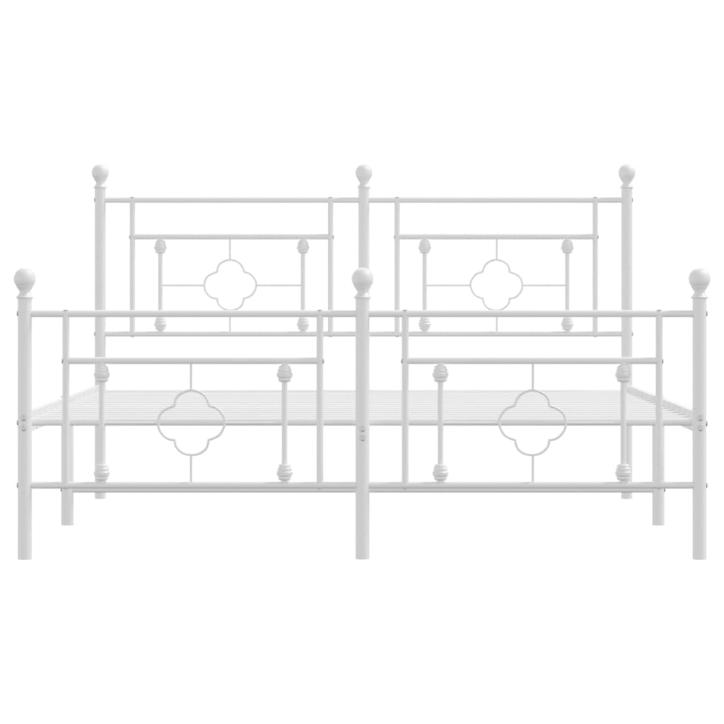 vidaXL Metal Bed Frame without Mattress with Footboard White 59.1"x78.7"