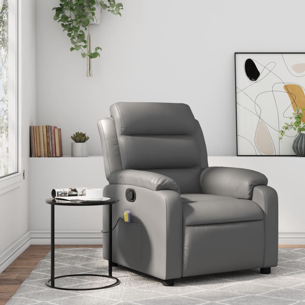 vidaXL Massage Recliner Chair Gray Faux Leather