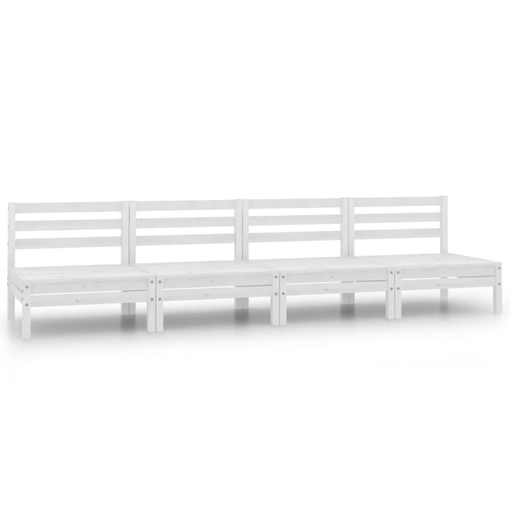 vidaXL 4 Piece Patio Lounge Set White Solid Pinewood