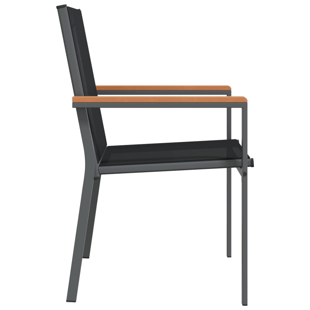 vidaXL Patio Chairs 6 pcs Black 21.7"x24.2"x35.4" Textilene and Steel