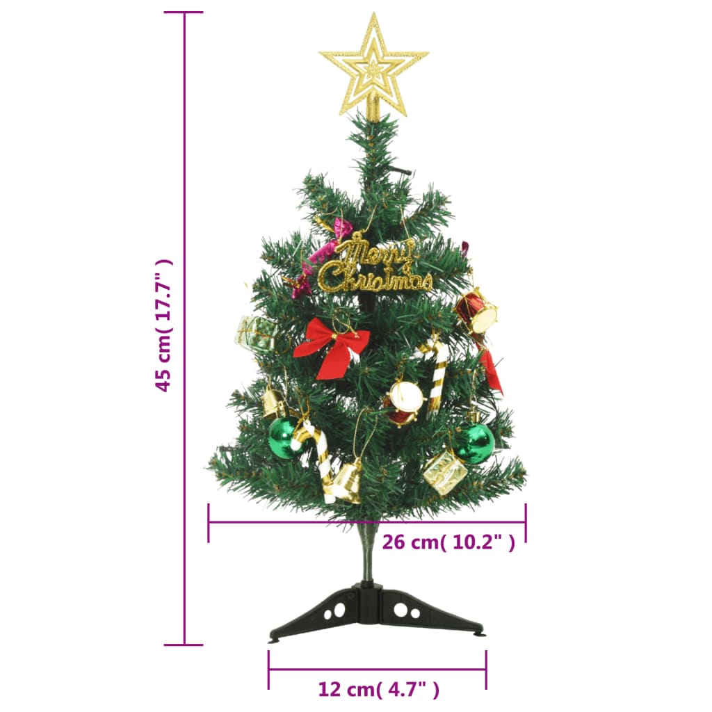 vidaXL Mini Artificial Pre-lit Christmas Tree with 20 LEDs Green 17.7"