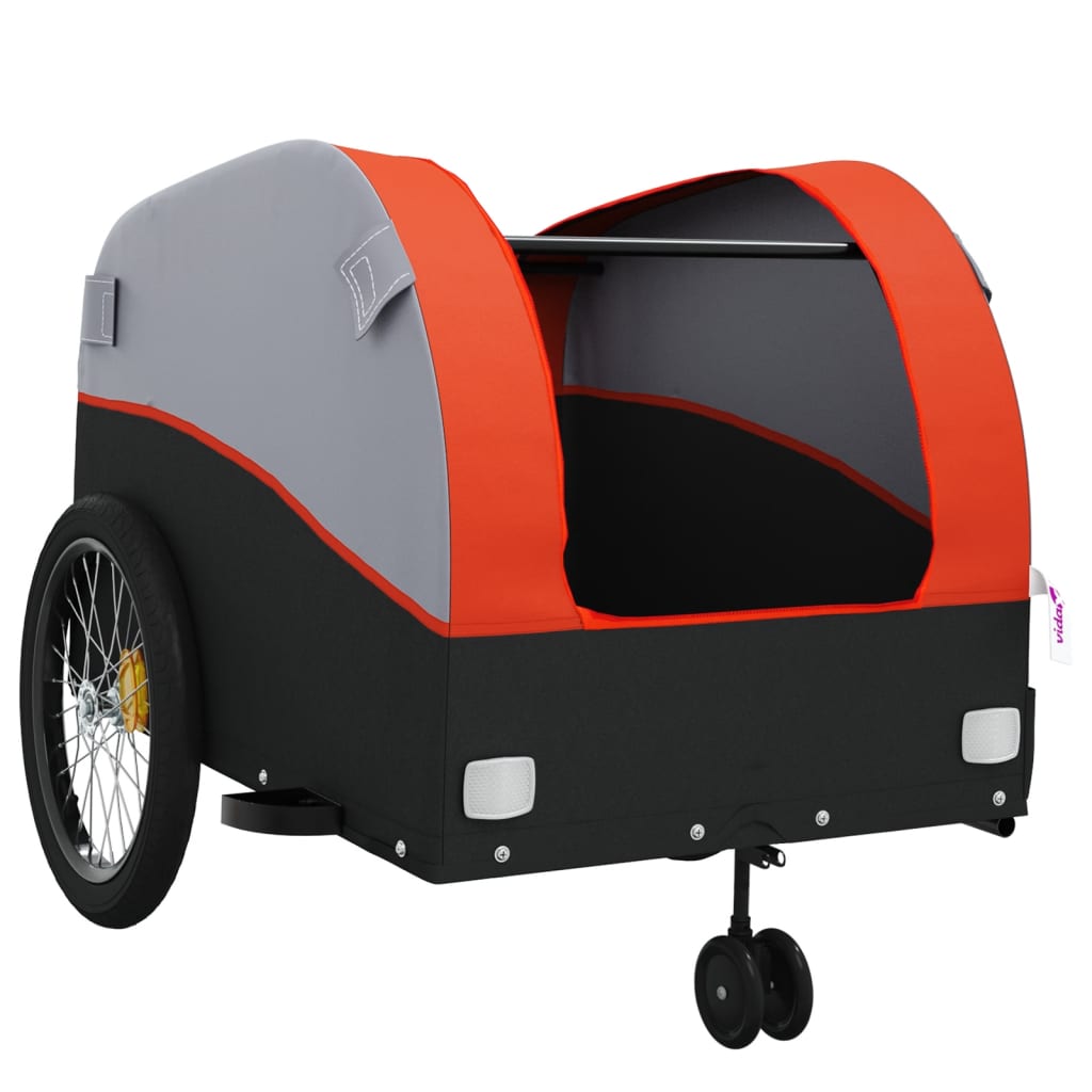 vidaXL Bike Trailer Black and Orange 99.2 lb Iron