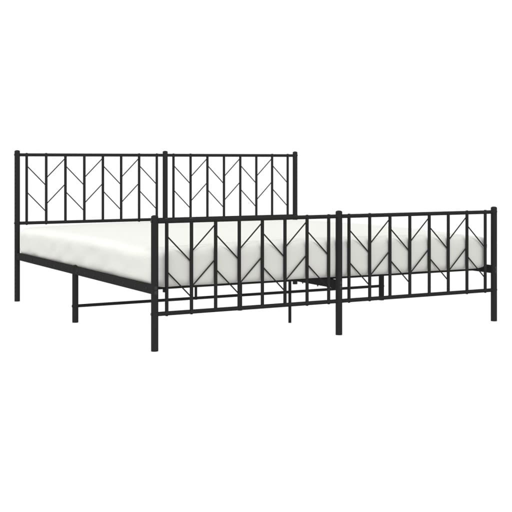 vidaXL Metal Bed Frame without Mattress with Footboard Black 76"x79.9"