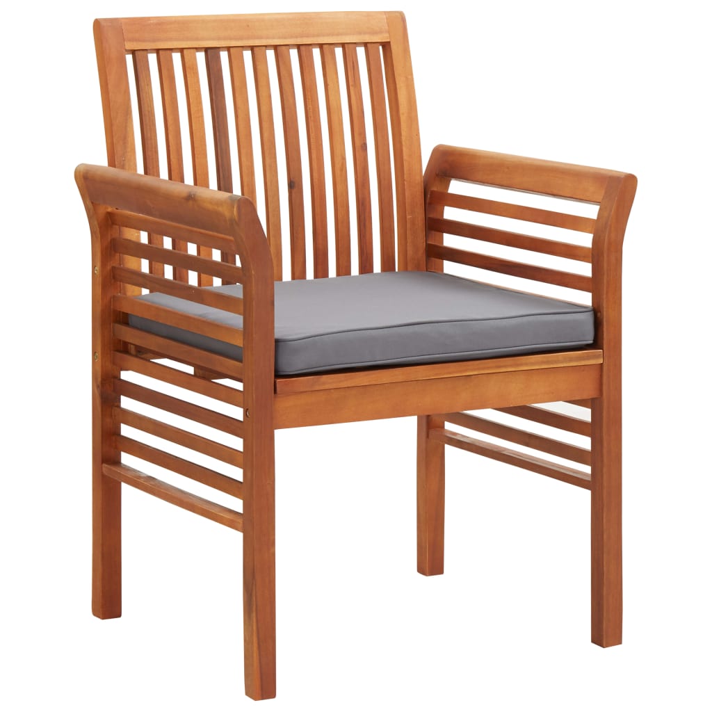 vidaXL Patio Dining Chairs with Cushions 2 pcs Solid Acacia Wood