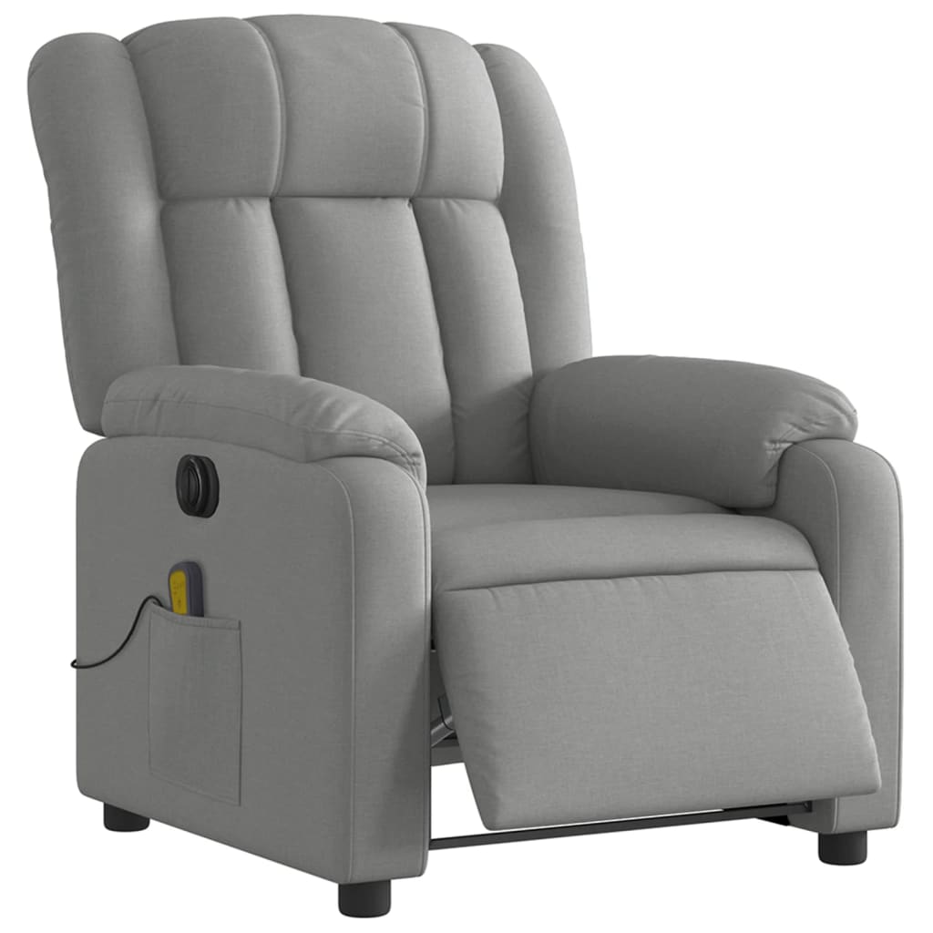 vidaXL Electric Massage Recliner Chair Light Gray Fabric