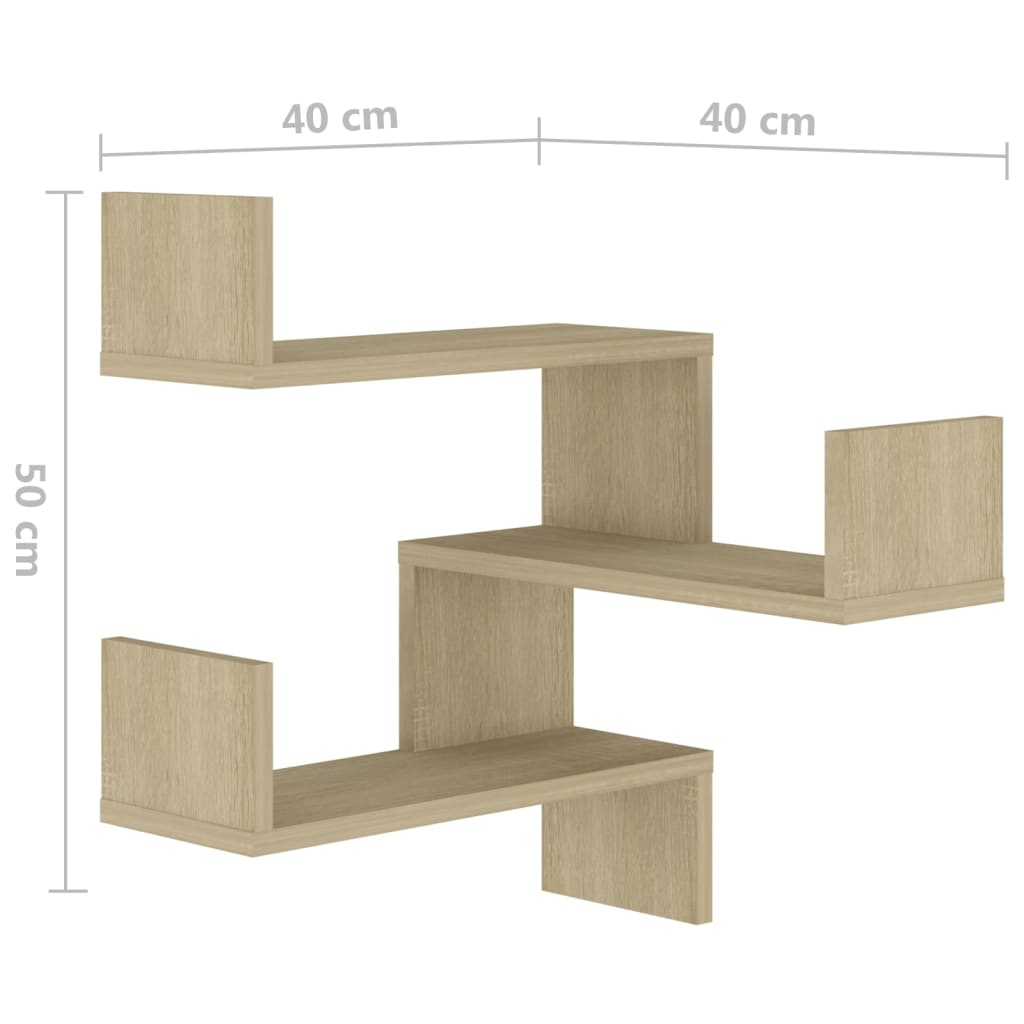 vidaXL Wall Corner Shelves 2 pcs Sonoma Oak 15.7"x15.7"x19.7" Engineered Wood