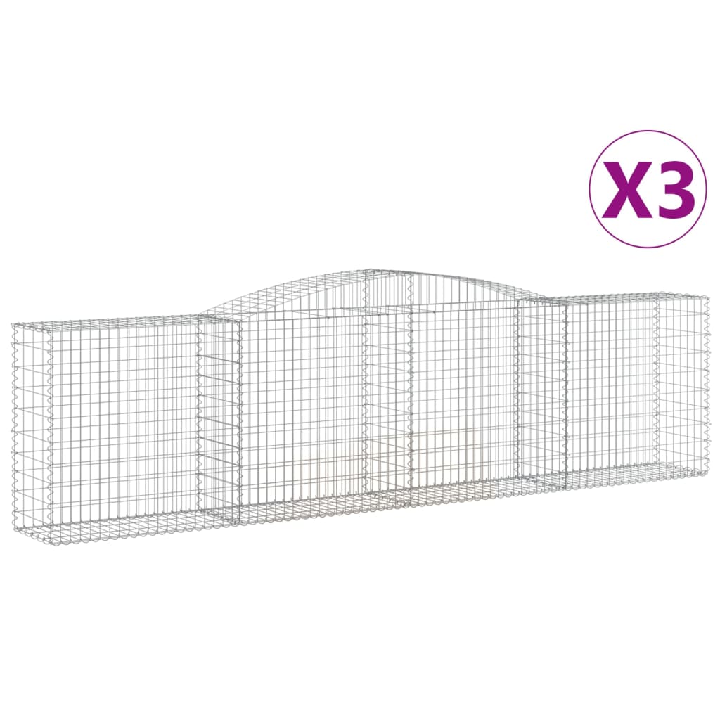 vidaXL Arched Gabion Baskets 3 pcs 157.5"x19.7"x39.4"/47.2" Galvanized Iron