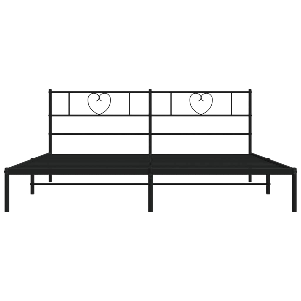 vidaXL Metal Bed Frame without Mattress with Headboard Black 76"x79.9"